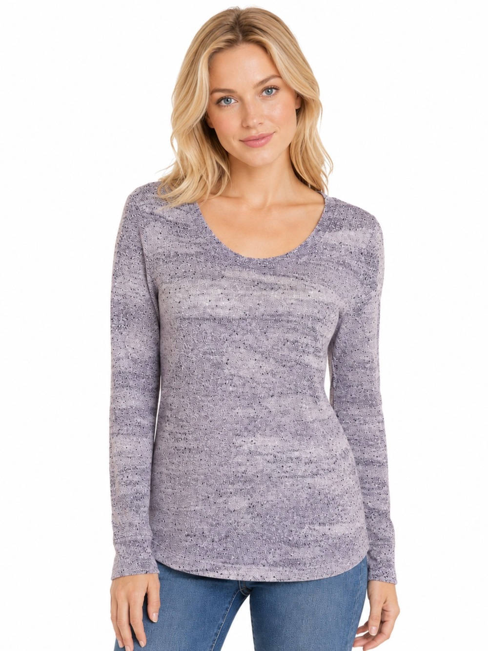 Nurture Lavender Space Dye Sweater Small Long Sleeve Pocket Top Made USA